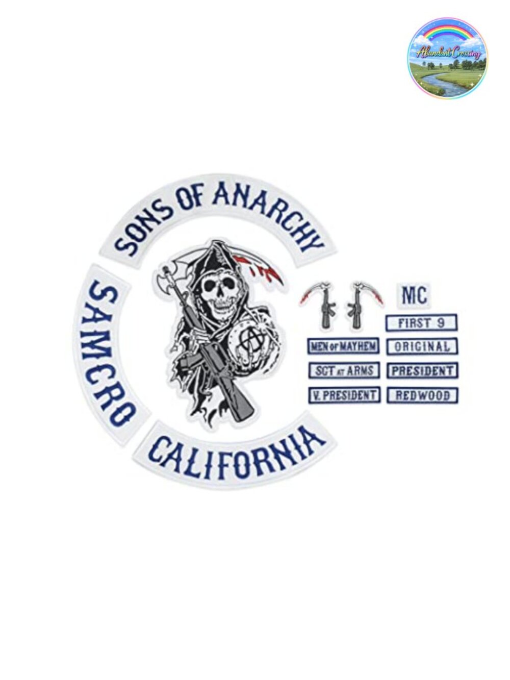 Sons of Anarchy Biker Motorcycle Back Patches Iron On Embroidered